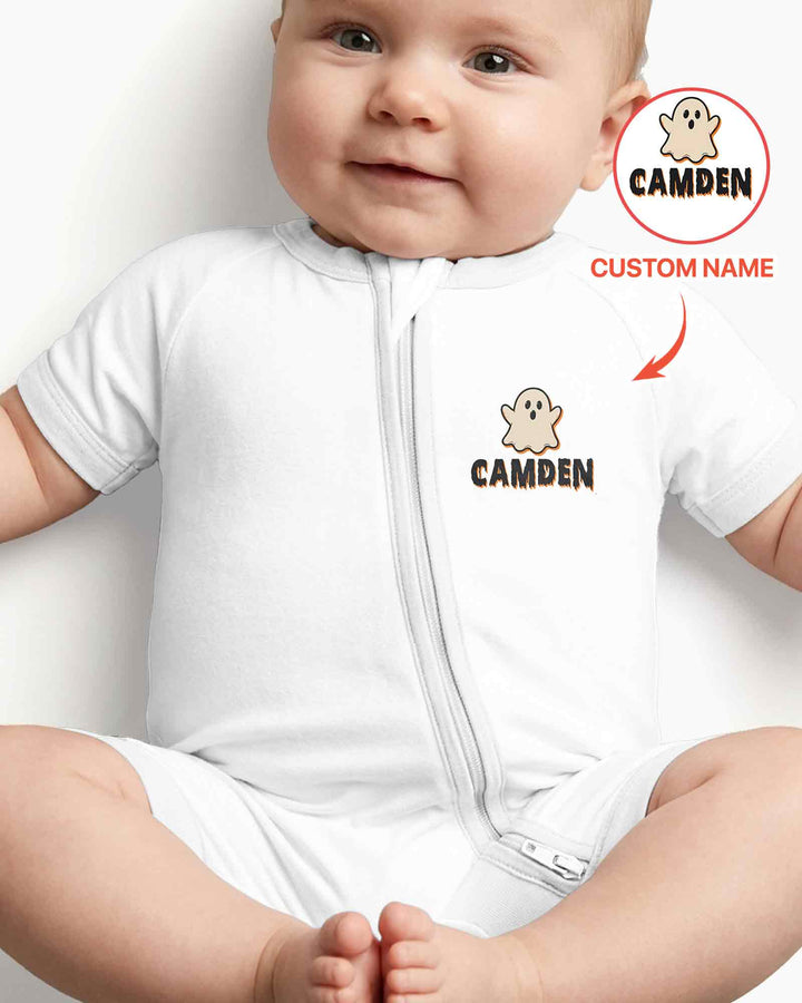 Personalized Ghost Halloween Baby Bamboo Shorty Zippy