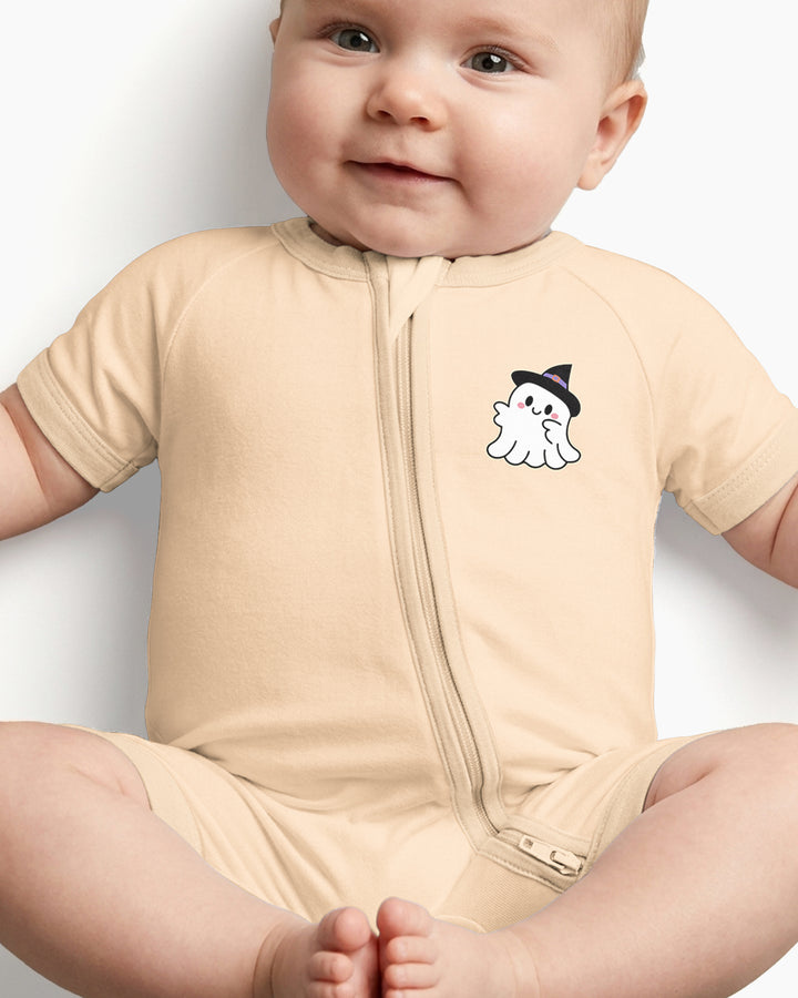 Personalized Halloween Baby Girl's Little Boo Bamboo Shorty Zippy