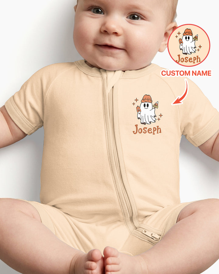 Custom Name Ghost One Spooky Dude Halloween Bamboo Shorty Zippy