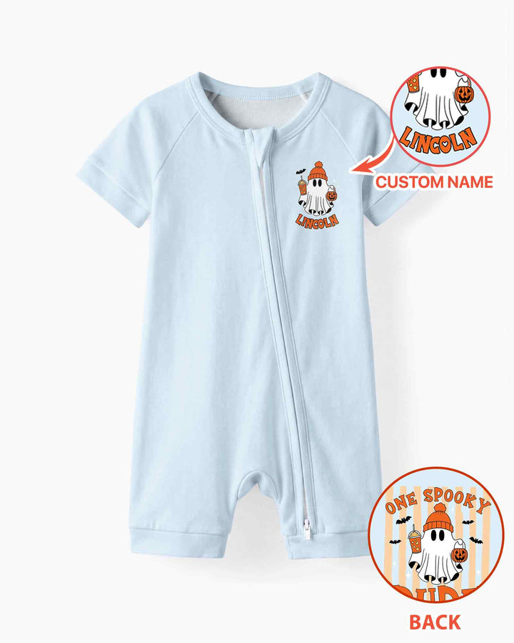 Personalized One Spooky Dude Halloween Baby Birthday Halloween Bamboo Shorty Zippy