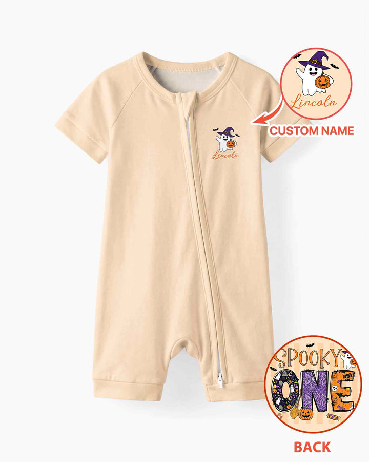 Personalized Spooky One Halloween First Birthday Bamboo Shorty Zippy