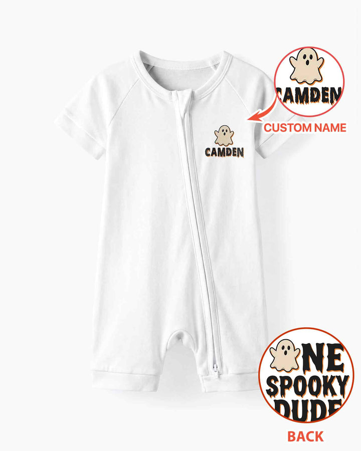 Personalized Ghost Halloween Baby Bamboo Shorty Zippy