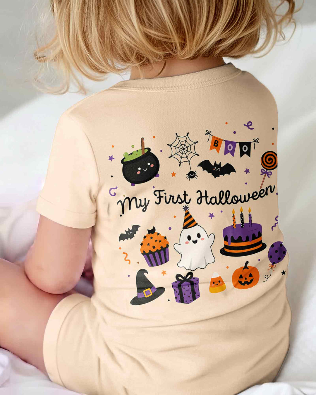 Personalized Baby Boo Ghost Pumpkin My First Halloween Bamboo Shorty Zippy