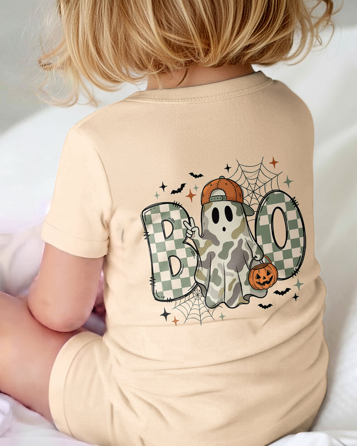 Personalized Baby Boy Halloween Ghost Bamboo Shorty Zippy