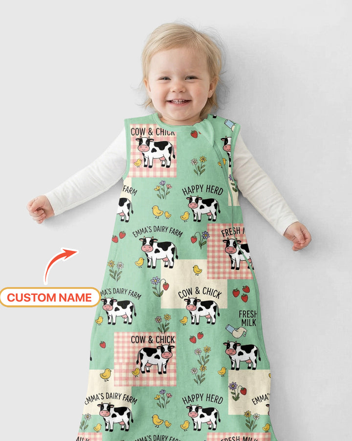 Custom Name Minty Farm And A Tiny Chick Bamboo Sleep Bag