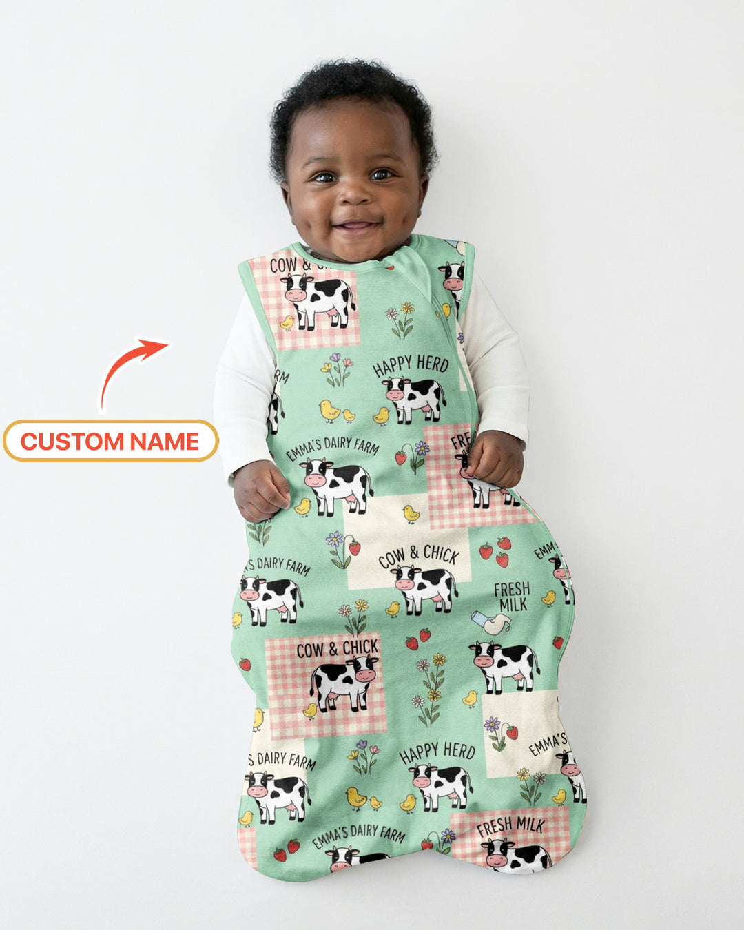 Custom Name Minty Farm And A Tiny Chick Bamboo Sleep Bag