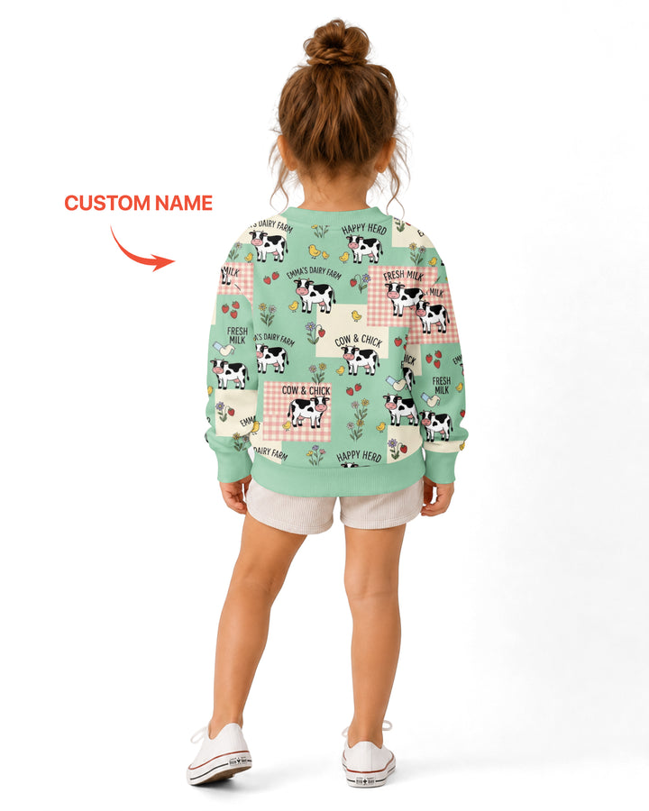 Custom Name Minty Farm And A Tiny Chick Bamboo Crewneck Sweatshirt