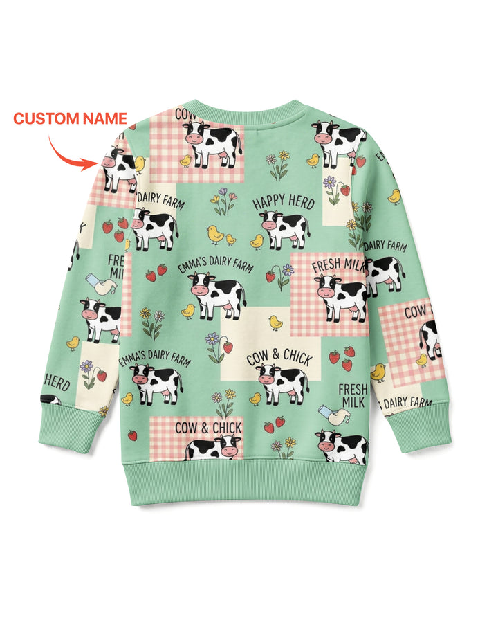 Custom Name Minty Farm And A Tiny Chick Bamboo Crewneck Sweatshirt