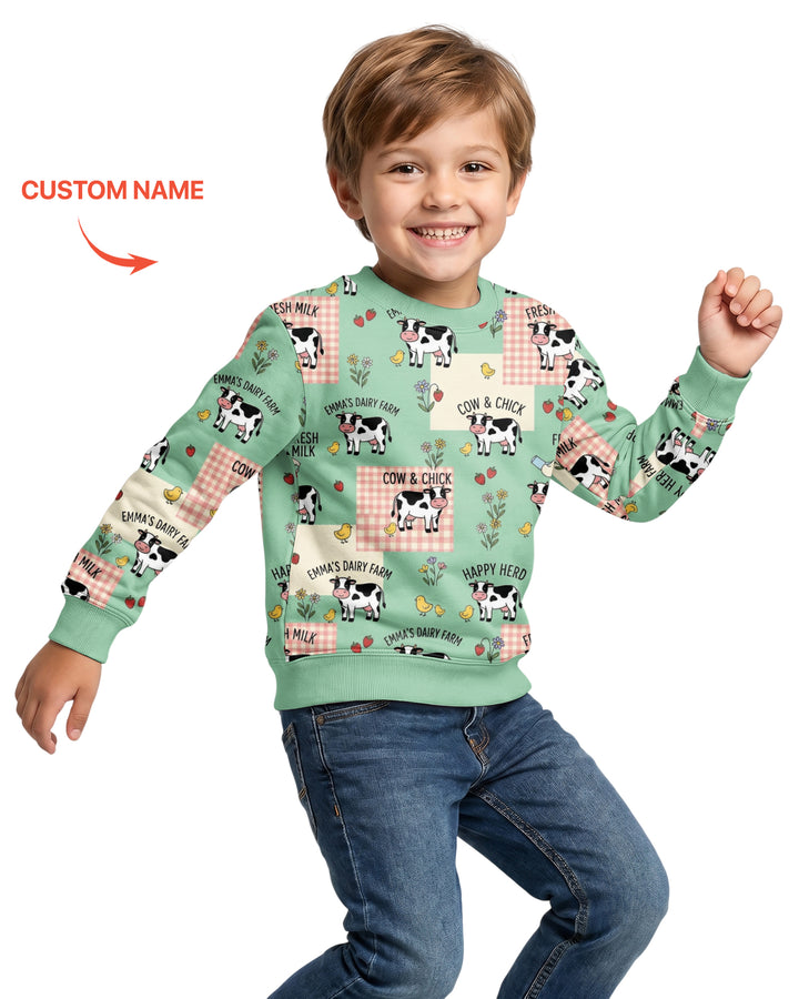 Custom Name Minty Farm And A Tiny Chick Bamboo Crewneck Sweatshirt