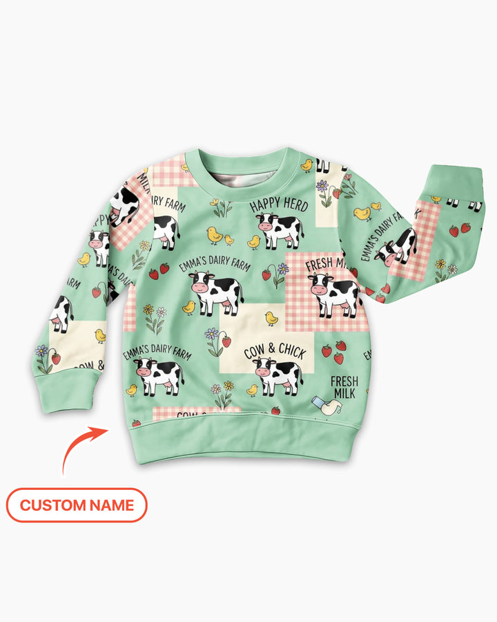 Custom Name Minty Farm And A Tiny Chick Bamboo Crewneck Sweatshirt