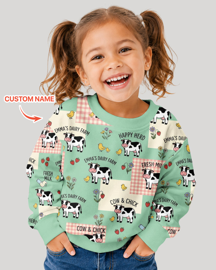 Custom Name Minty Farm And A Tiny Chick Bamboo Crewneck Sweatshirt