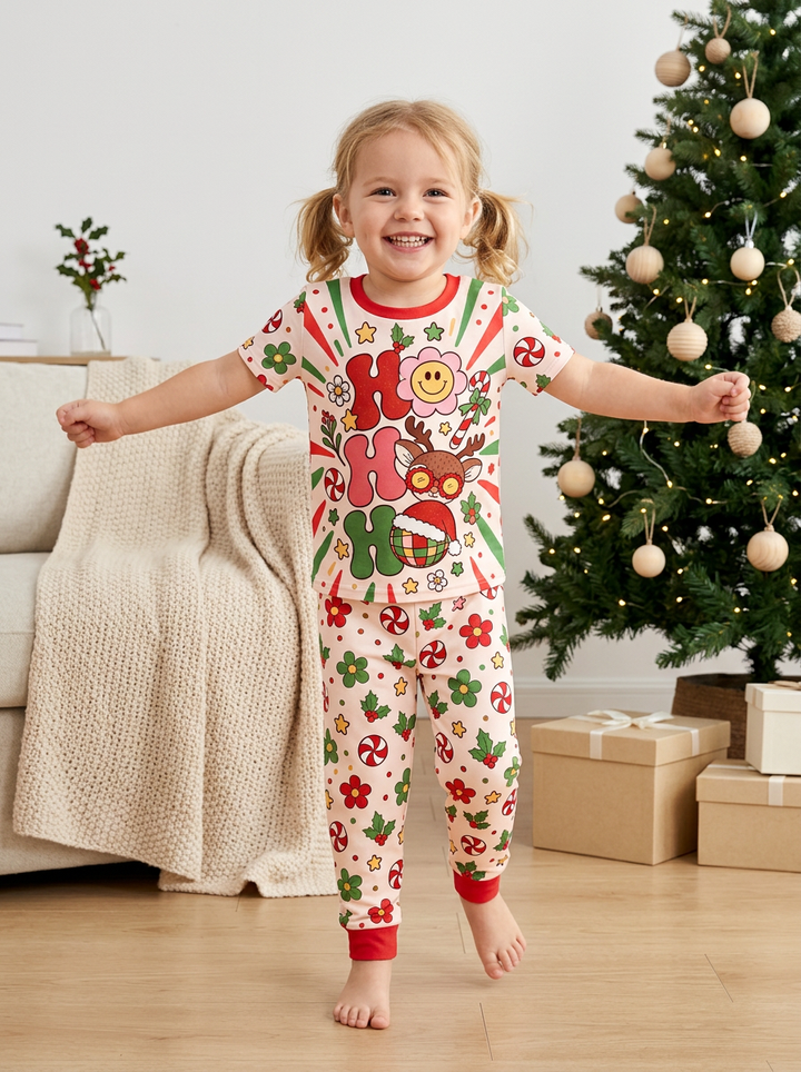 Ho Ho Ho Holiday Bamboo Two Piece Short Sleeve Pajama Set