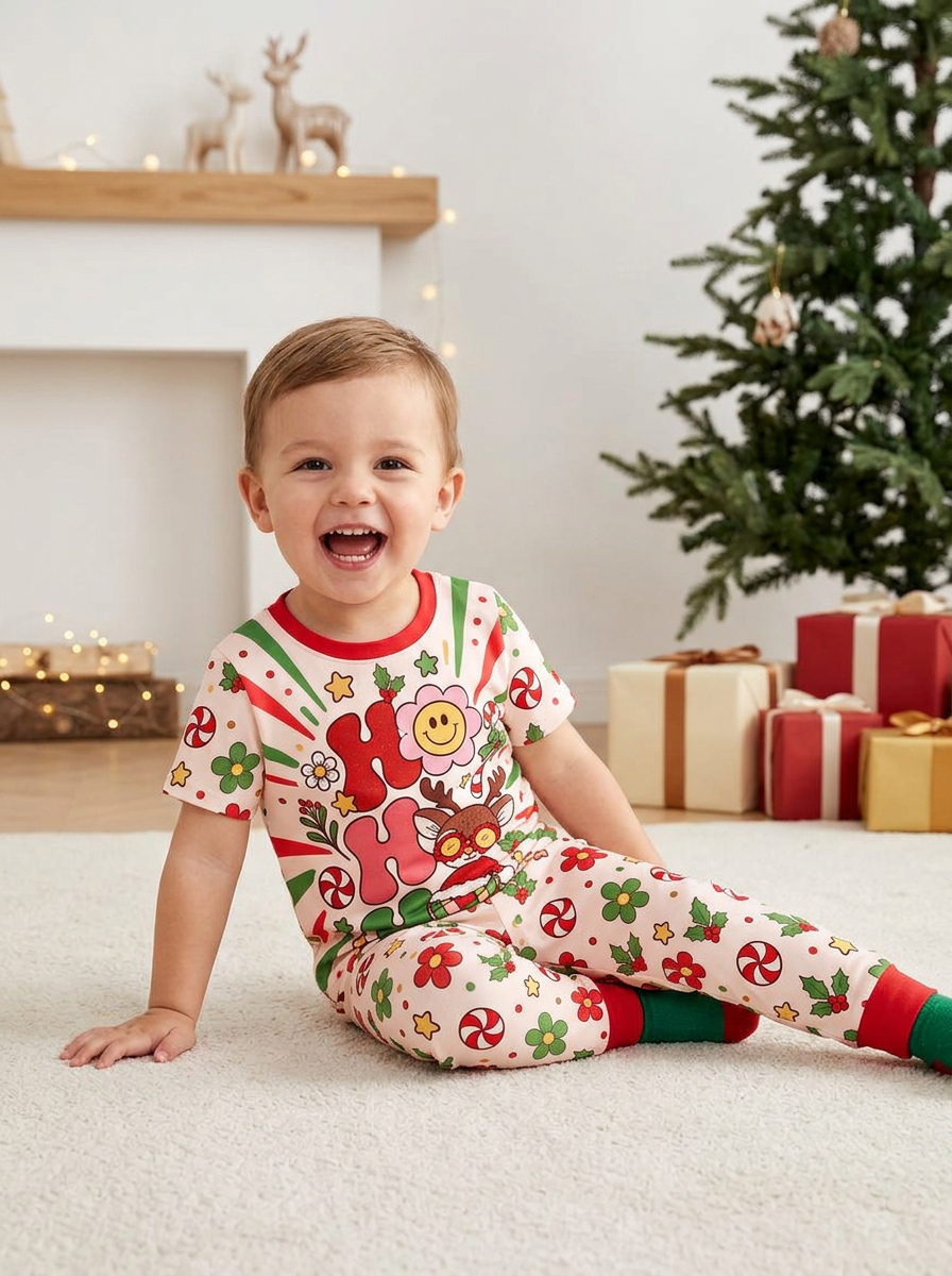 Ho Ho Ho Holiday Bamboo Two Piece Short Sleeve Pajama Set