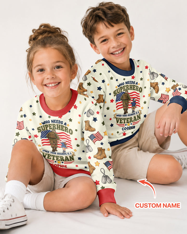 Who Needs Superhero When Your Grandpa Is A Veteran Bamboo Crewneck Sweatshirt