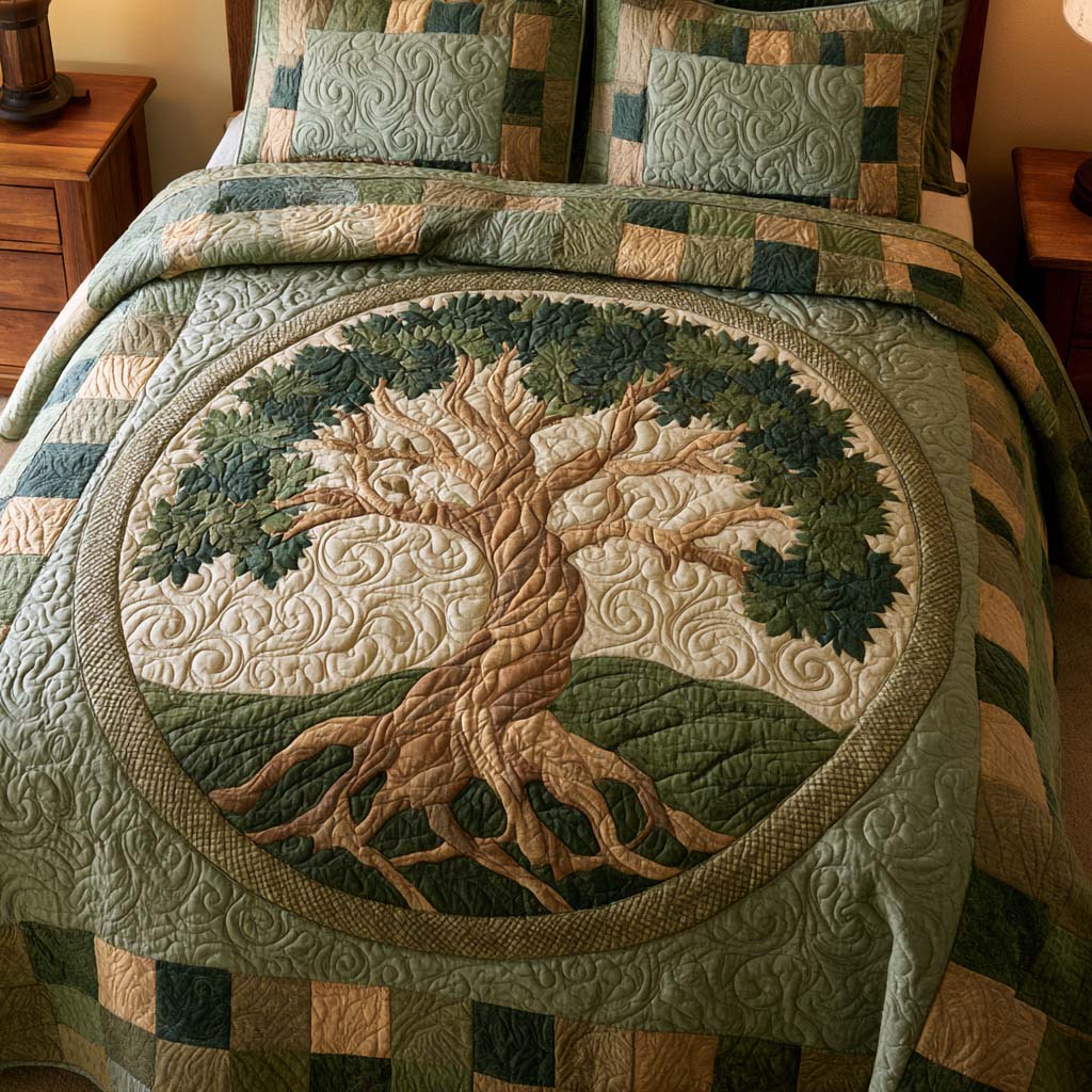 Sacred Life Tree Bamboo Quilt Bedding Set