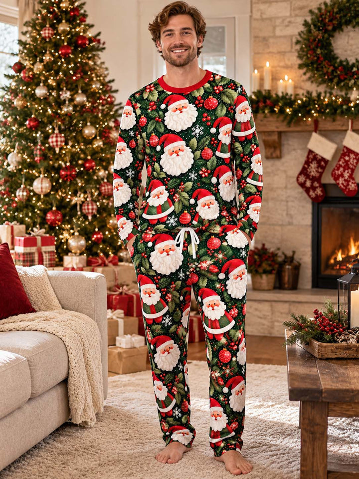 Santa Holly Christmas Bamboo Men's Pajama Set