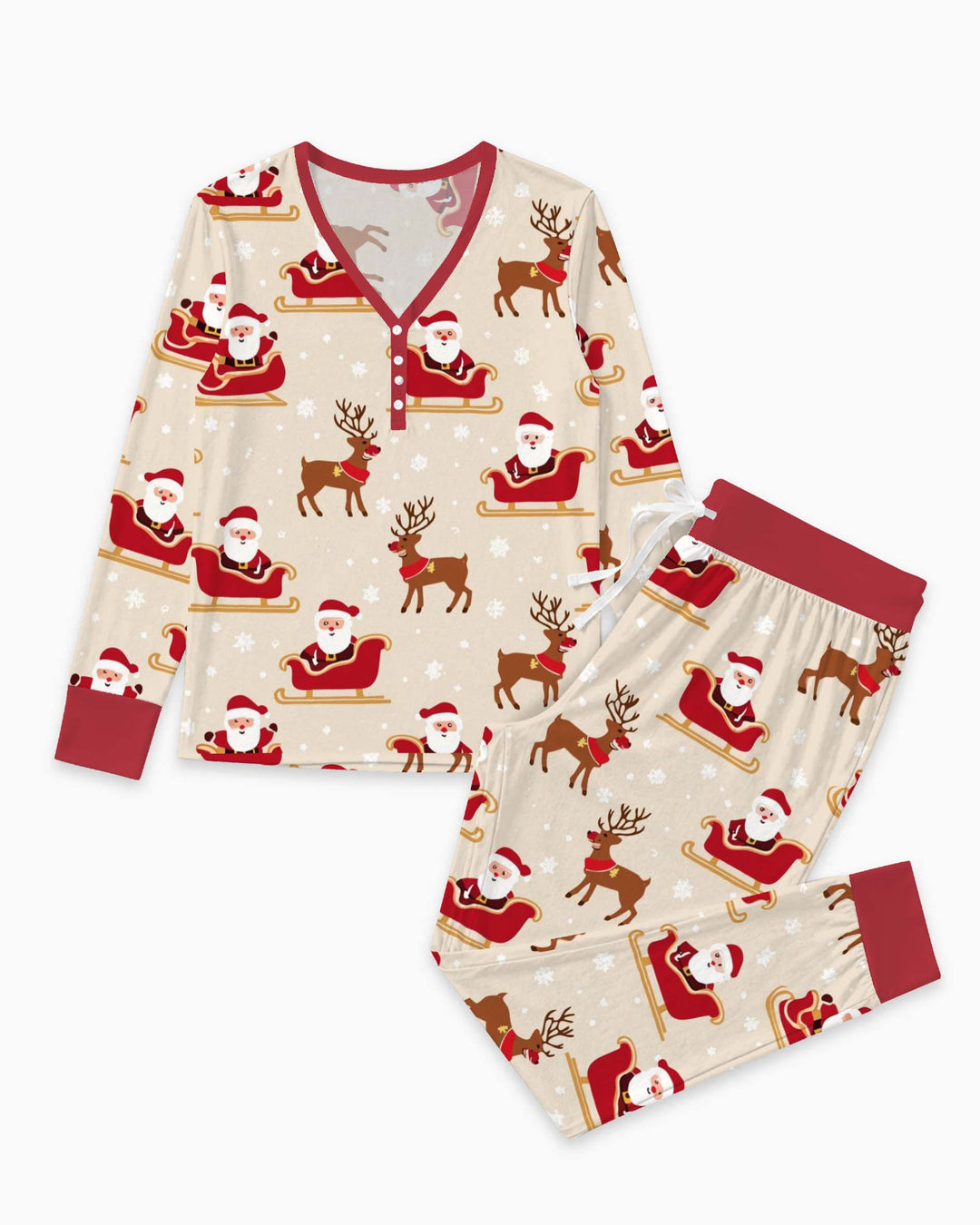 Santa and Reindeer Christmas Bamboo Women Pajama Set