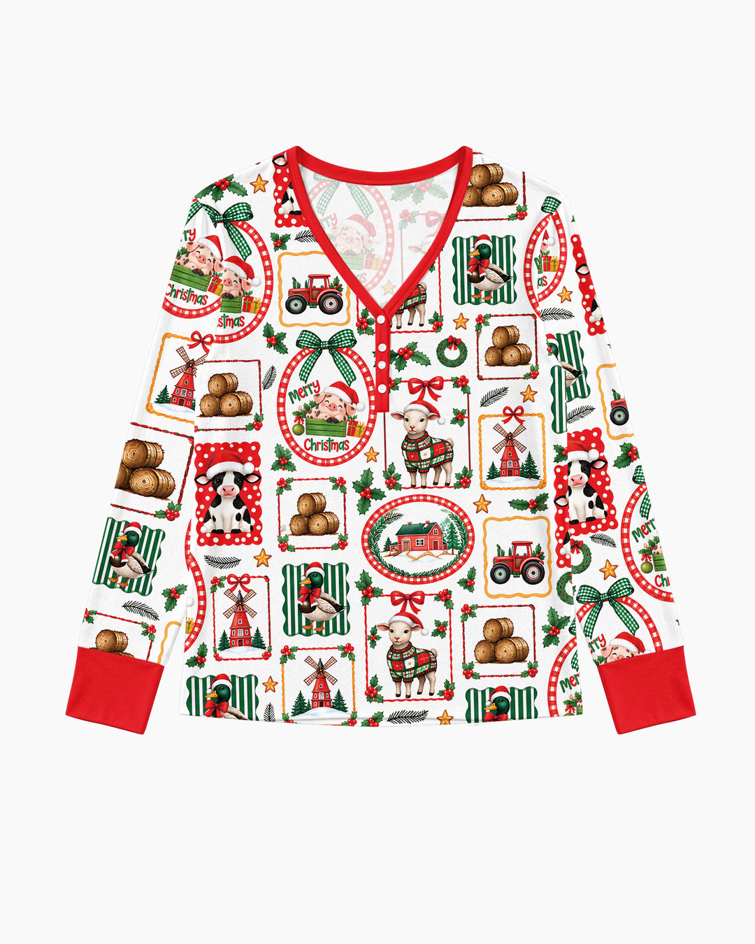Christmas Farm Animals Bamboo Women Pajama Set