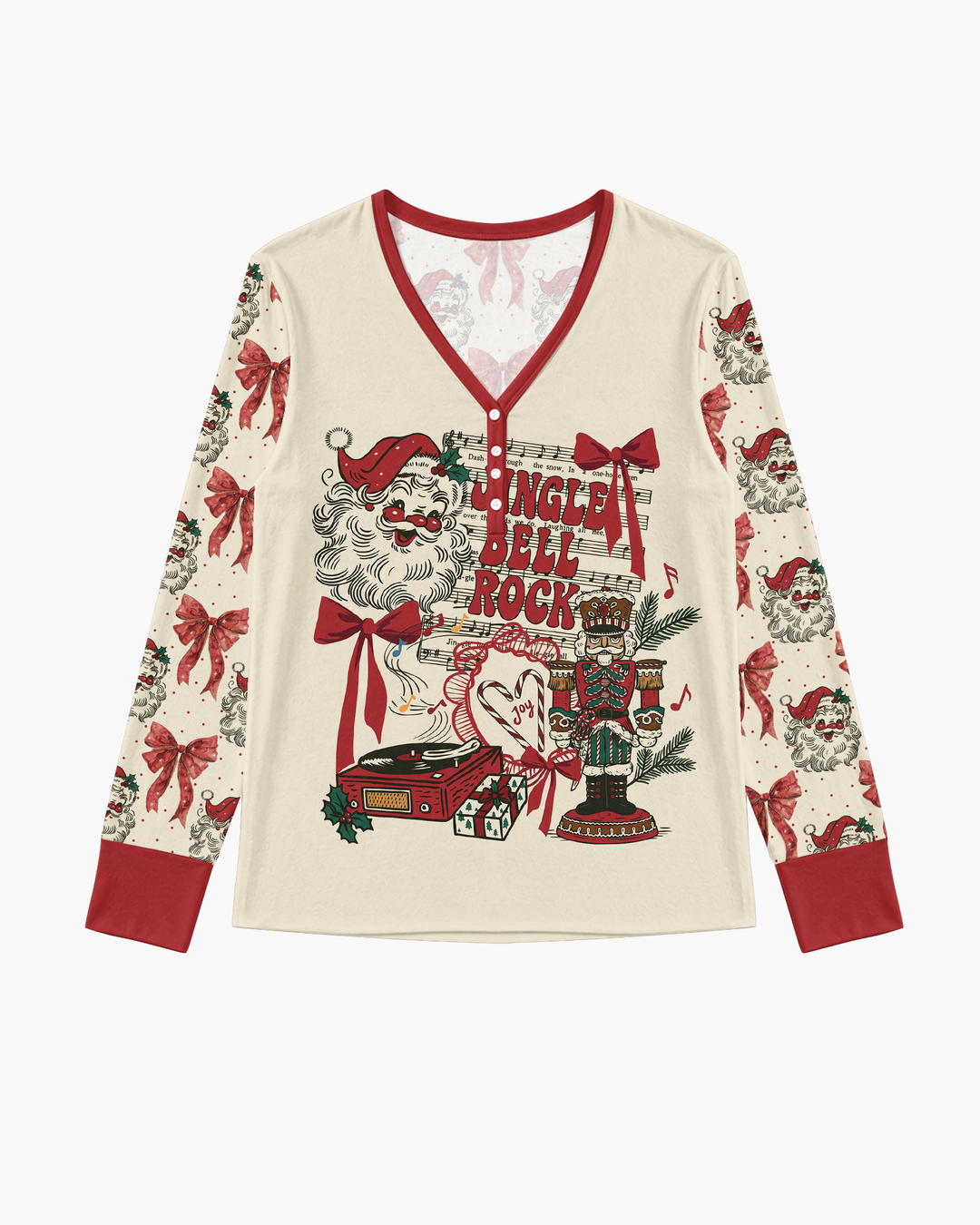 Retro Christmas Jingle Bell Rock Bamboo Women Pajama Set