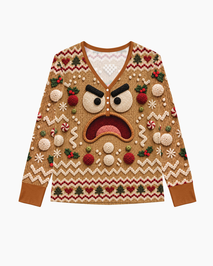 Grumpy Gingerbread Crew Bamboo Women Pajama Set