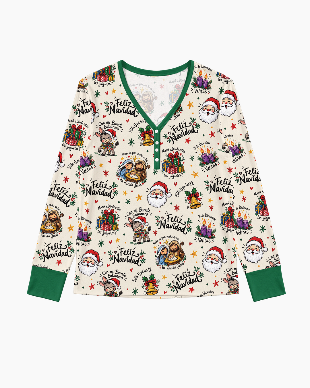 Whimsical Feliz Navidad Christmas Bamboo Women Pajama Set