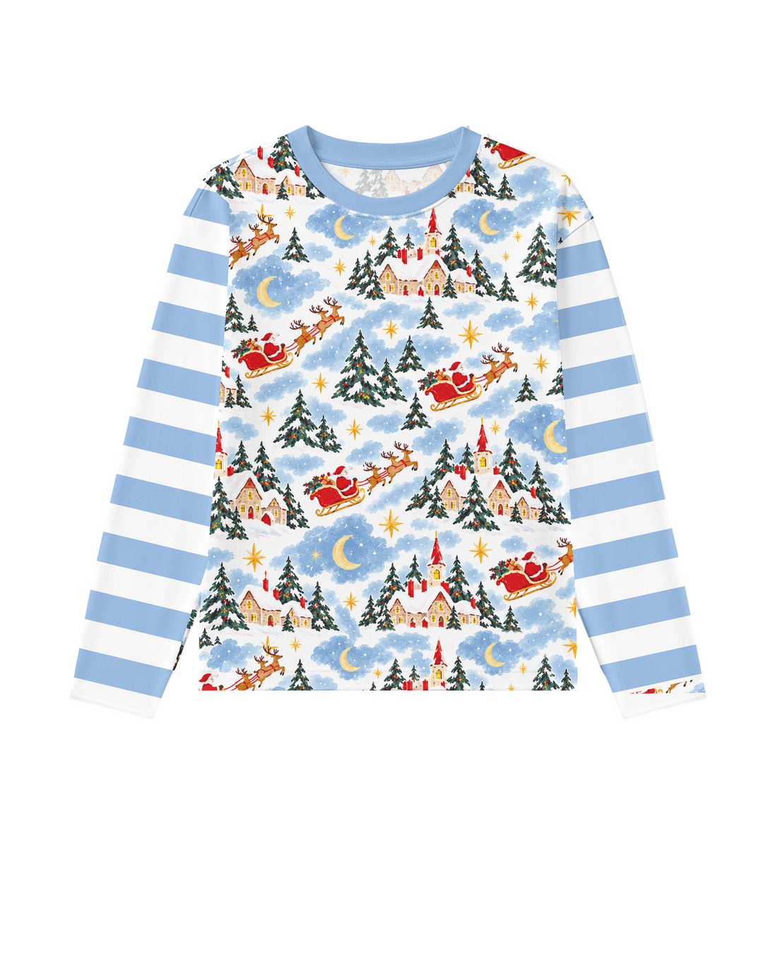 Whimsical Santa's Winter Village Bamboo Men's Pajama Set