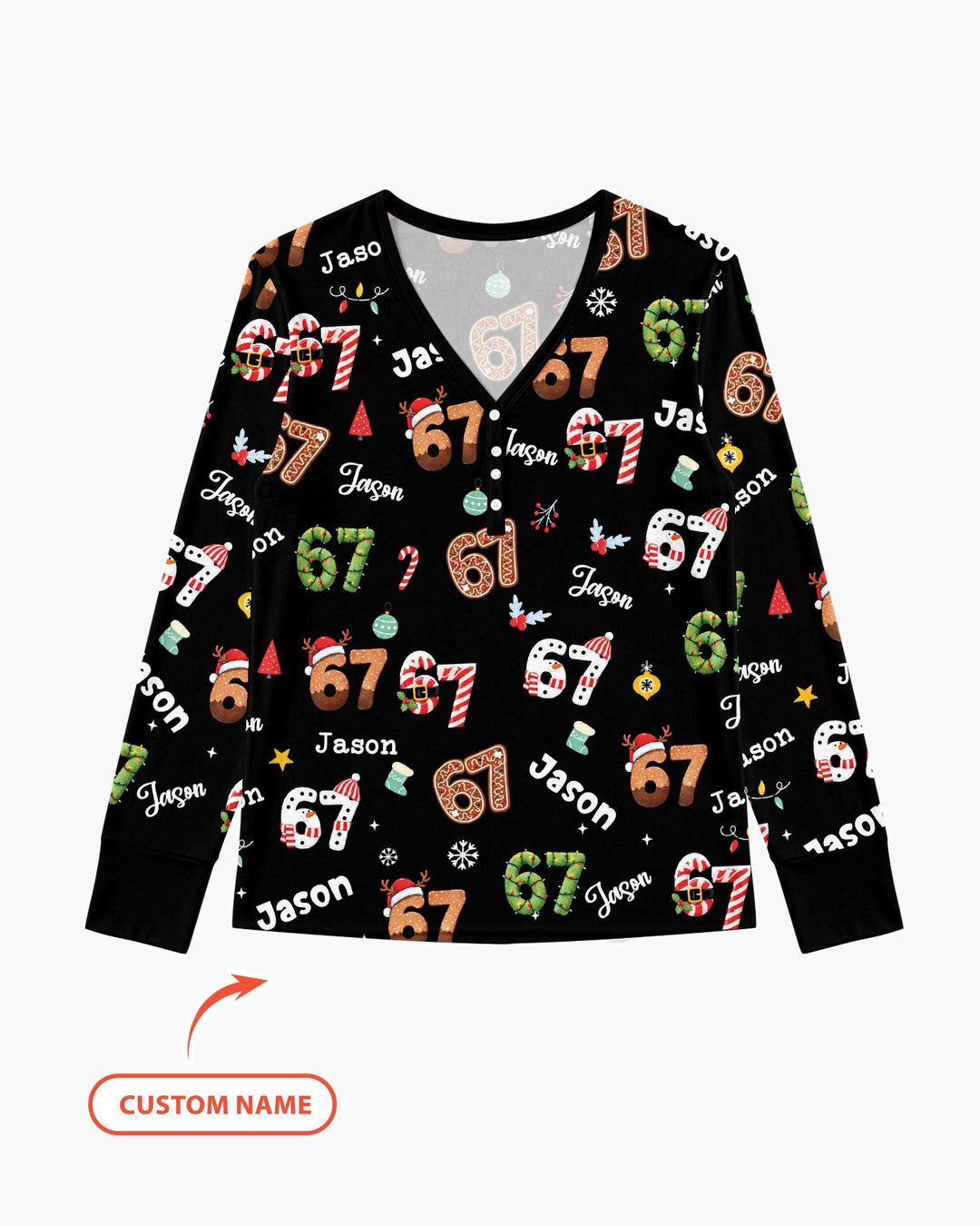 Custom '6 7' Six Seven Christmas Slang Meme Bamboo Women Pajama Set