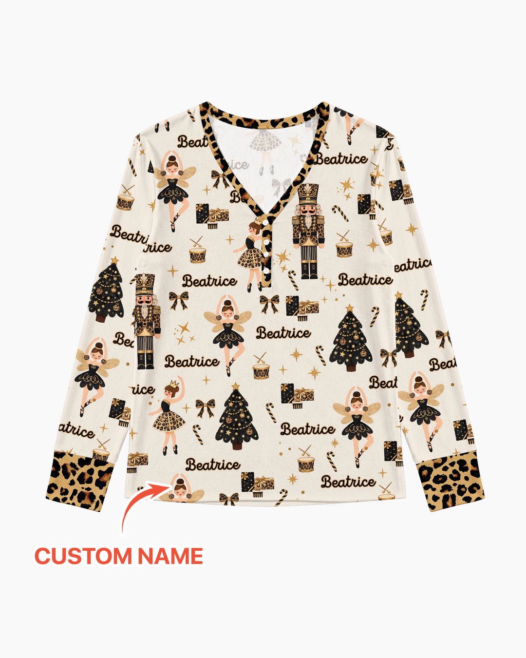 Custom Name Leopard Nutcracker Era Bamboo Women Pajama Set