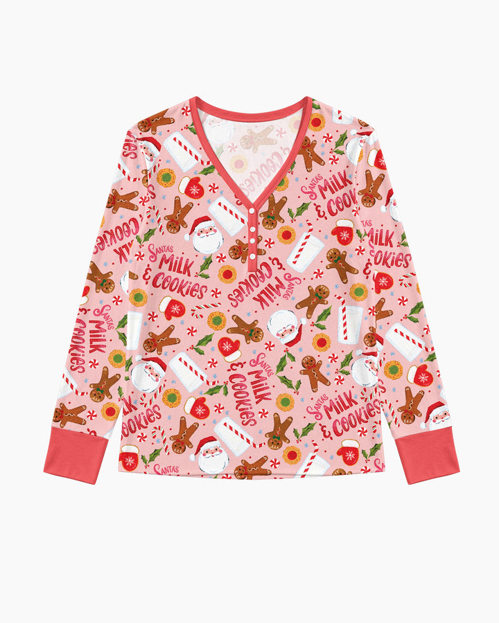 Santas, Milk and Cookies Bamboo Women Pajama Set