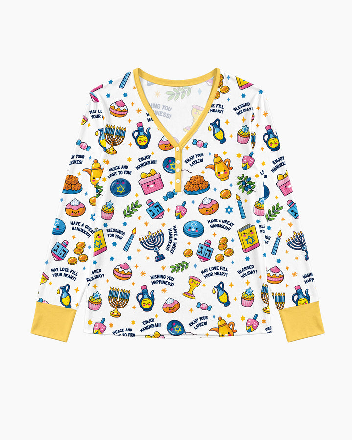 Kawaii Menorah Holiday Bamboo Women Pajama Set