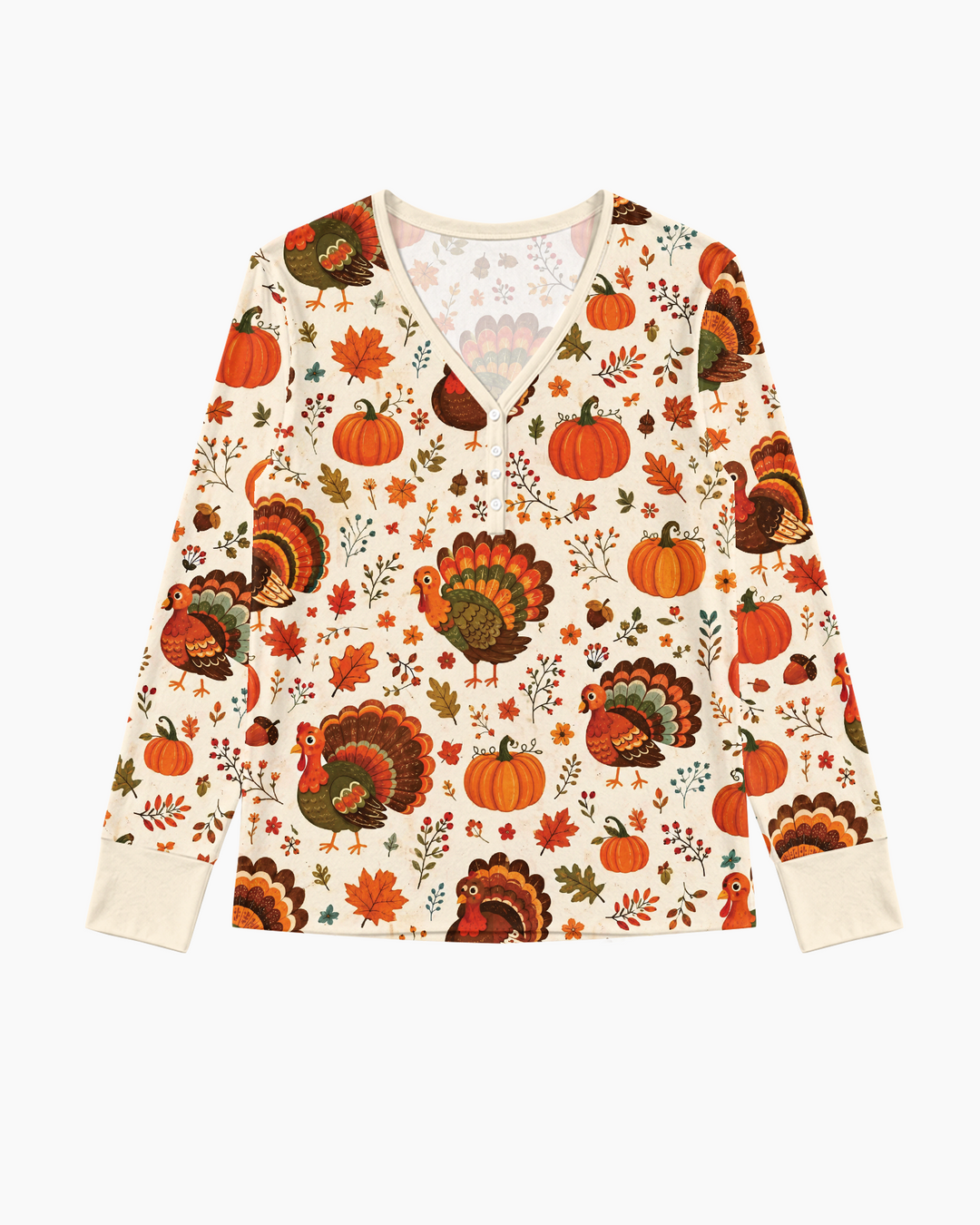 Turkey Autumn Pumpkin Bamboo Women Pajama Set