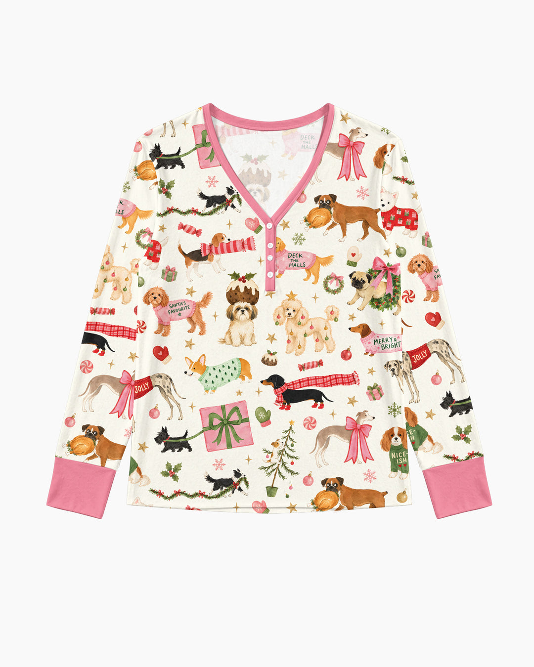 Festive Dog Merry Woofmas Bamboo Women Pajama Set