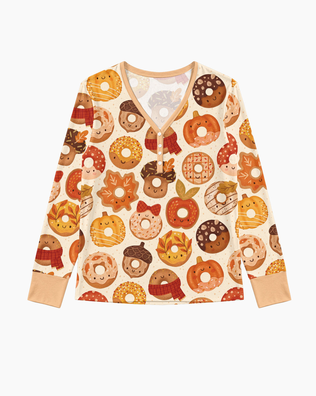 Cute Autumn Donut Bamboo Women Pajama Set
