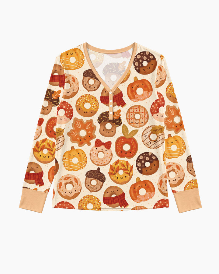 Cute Autumn Donut Bamboo Women Pajama Set