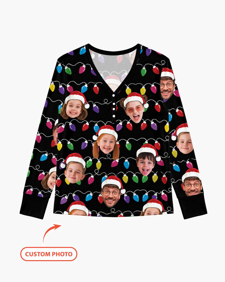 Custom Face Christmas Family Silly Xmas Leds Bamboo Women Pajama Set