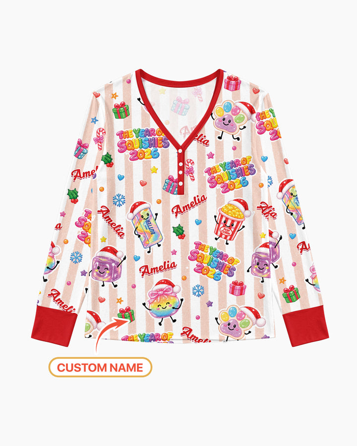 Custom Name The Year of Squishies 2026 Bamboo Women Pajama Set