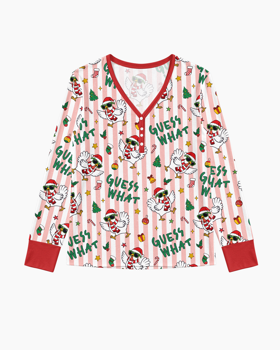 Guess What Chicken Butt Christmas Bamboo Women Pajama Set