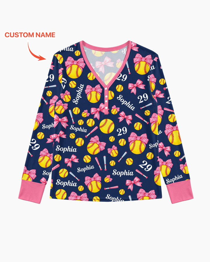 Little Softball Star Bamboo Women Pajama Set