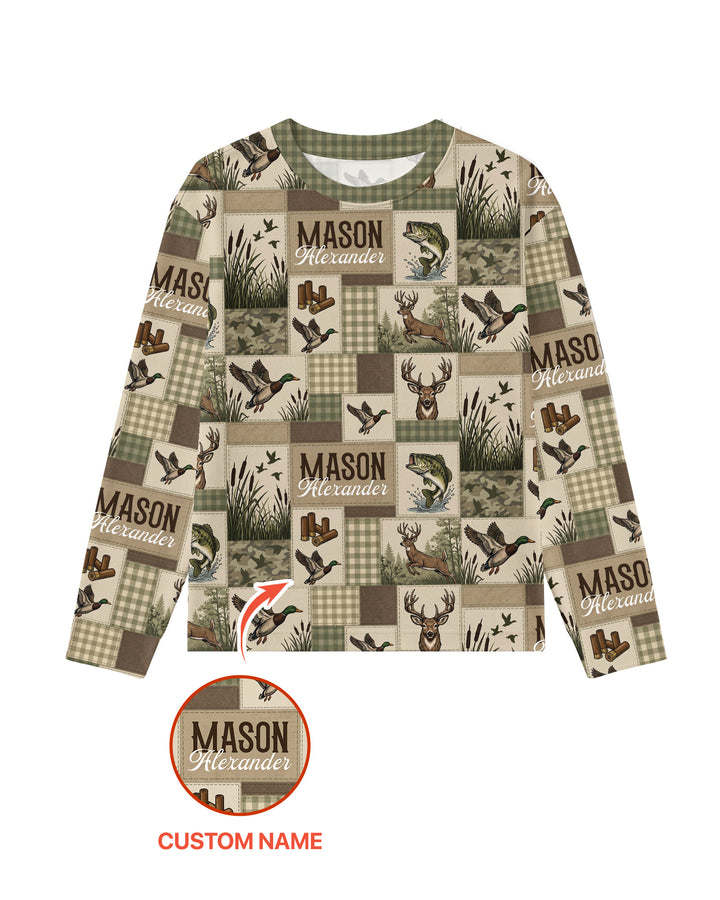 Personalized Hunting Patchwork Bamboo Men's Pajama Set