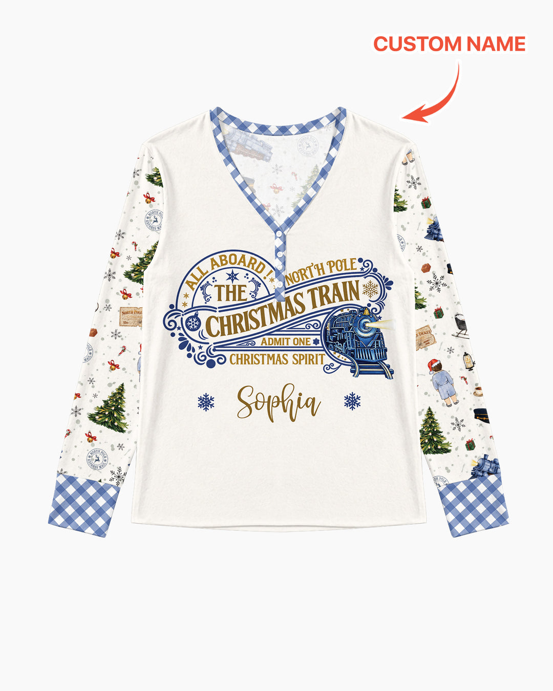 Custom Name North Pole Adventure Bamboo Women Pajama Set