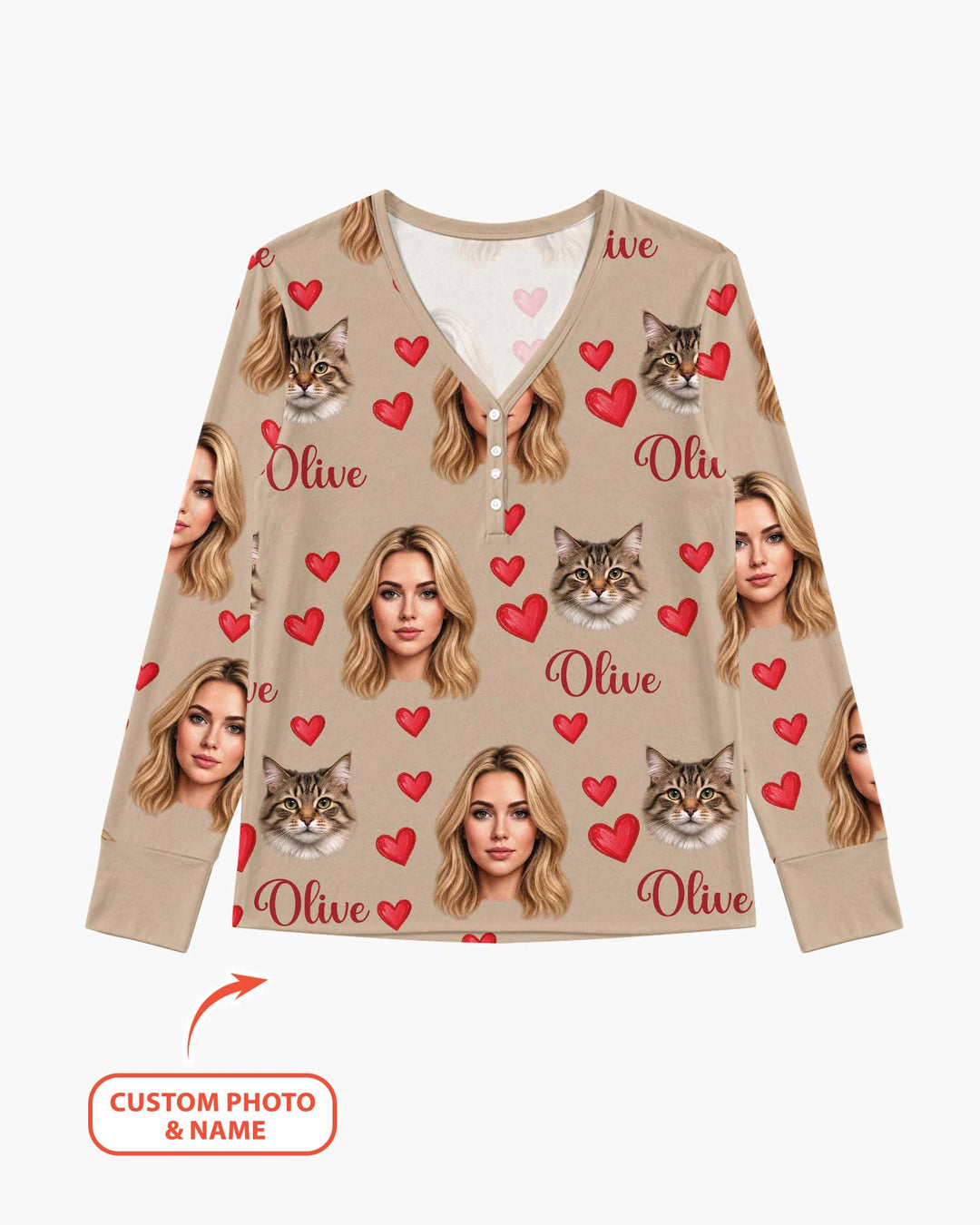 Custom Face Family Matching Bamboo Women Pajama Set