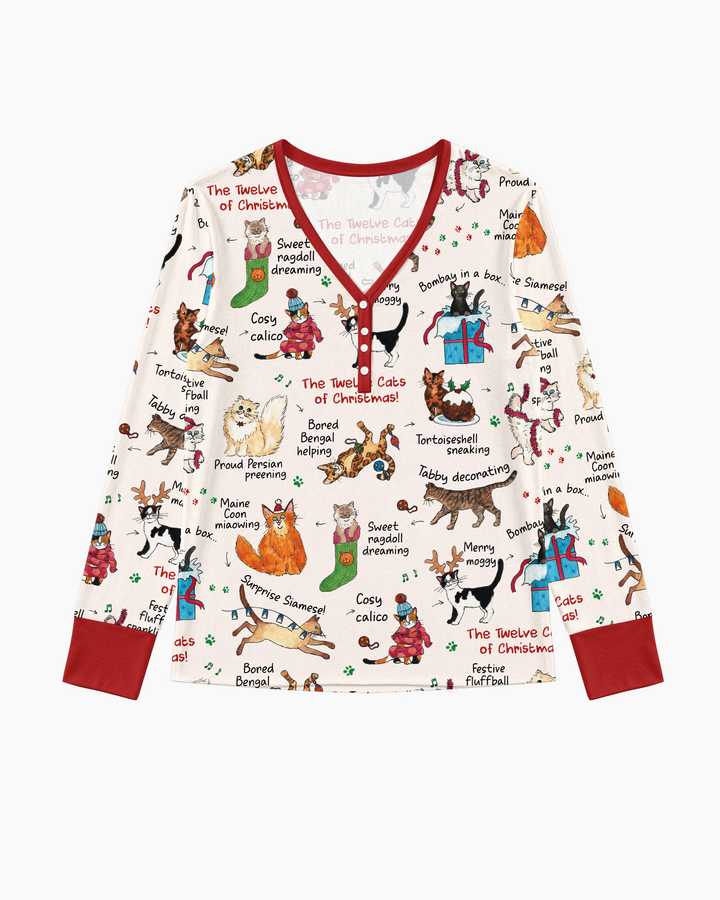 The 12 Cats of Christmas Bamboo Women Pajama Set