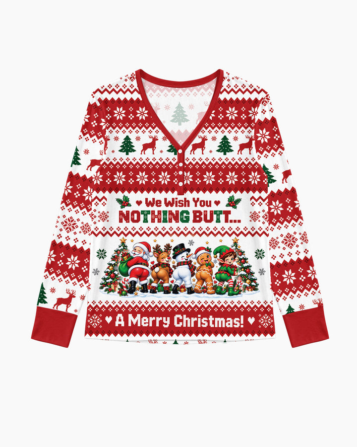 We Wish You Nothing Butt A Merry Christmas Bamboo Women Pajama Set