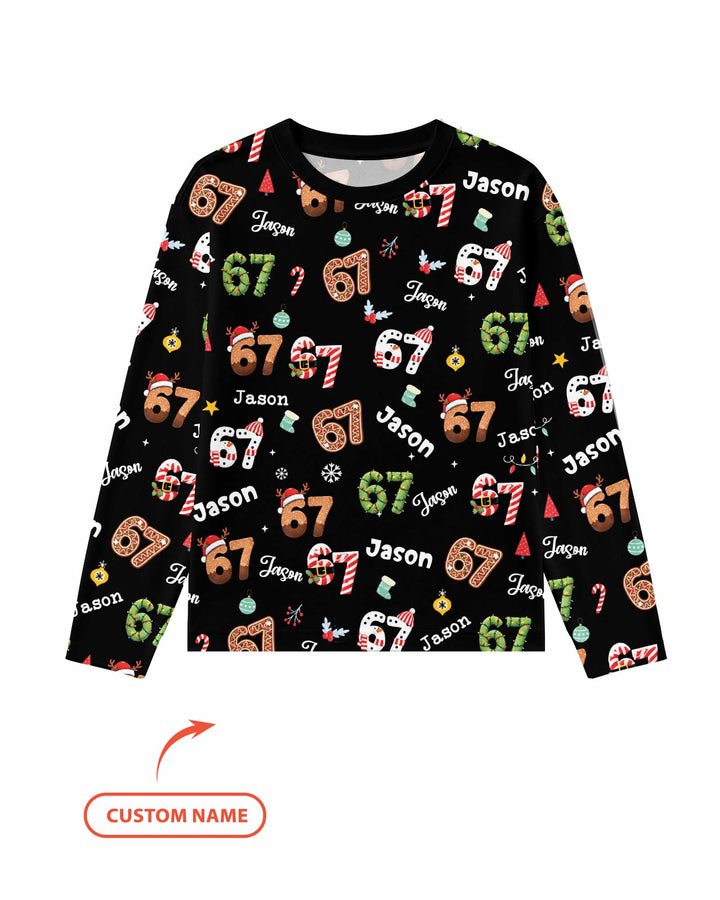 Custom '6 7' Six Seven Christmas Slang Meme Bamboo Men's Pajama Set