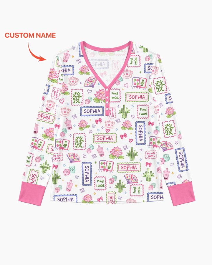 Personalized Preppy Mahjong  Bamboo Women Pajama Set