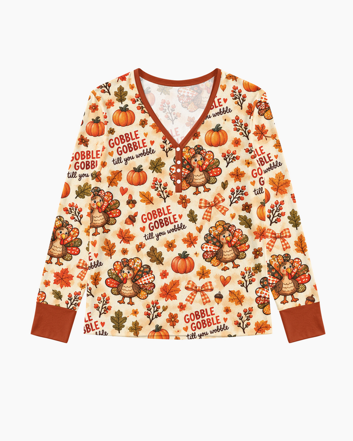 Gobble Gobble Till You Wobble Bamboo Women Pajama Set