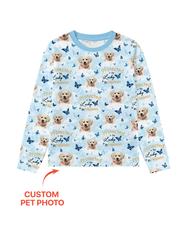 Custom Pet Photo Protected By Heaven Family Bamboo Men's Pajama Set