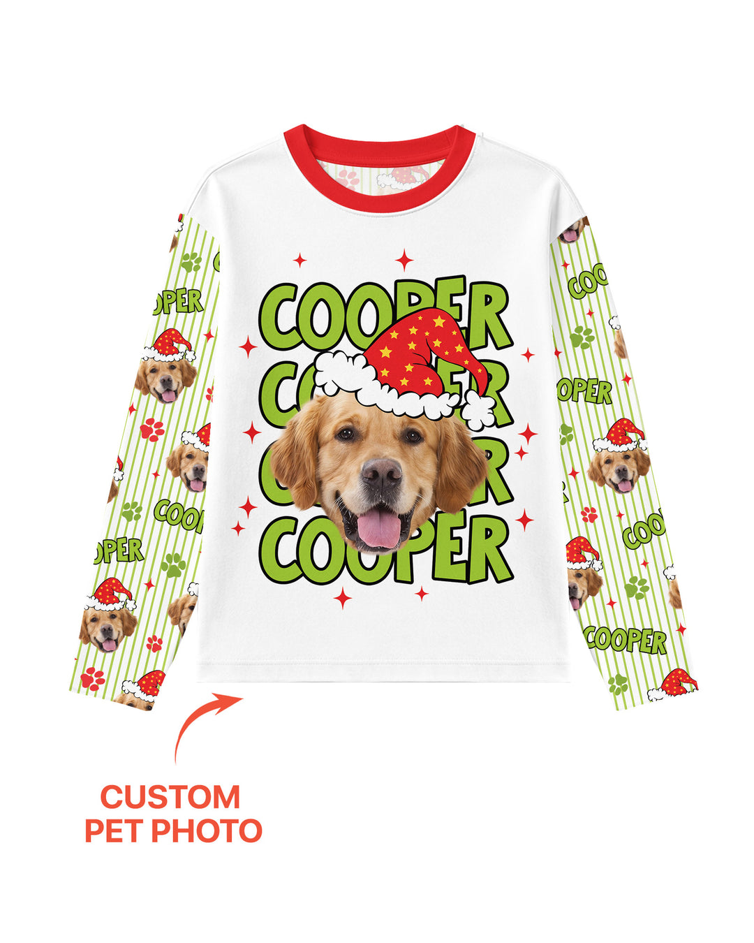 Personalized Pink Santa Dog Bamboo Men's Pajama Set