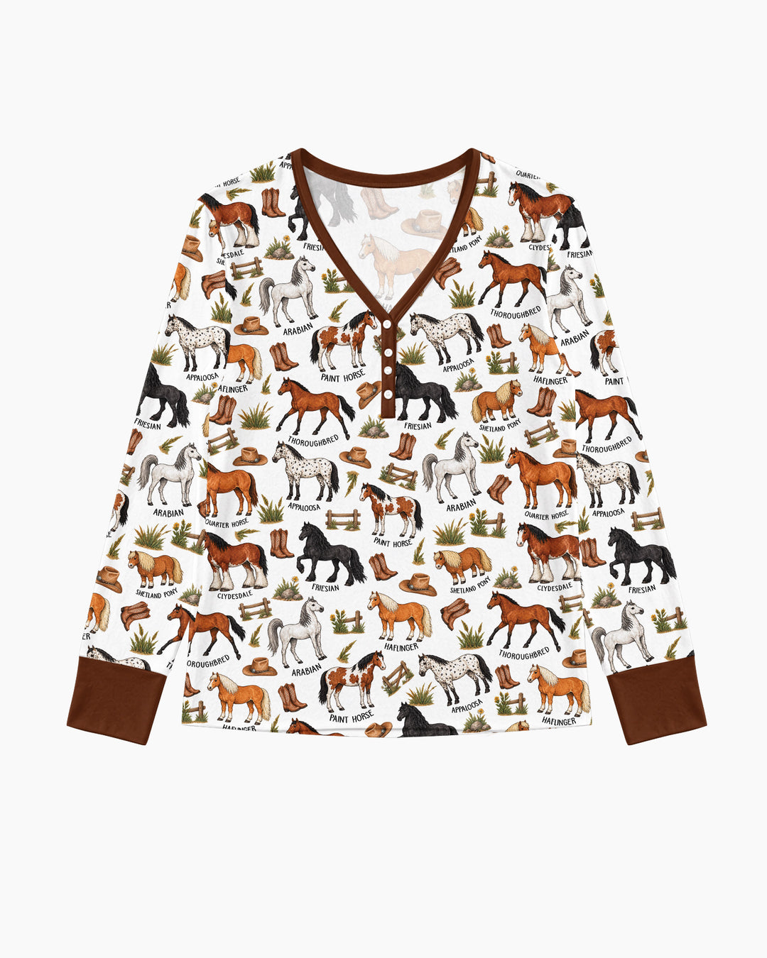 Types Of Horses Bamboo Women Pajama Set