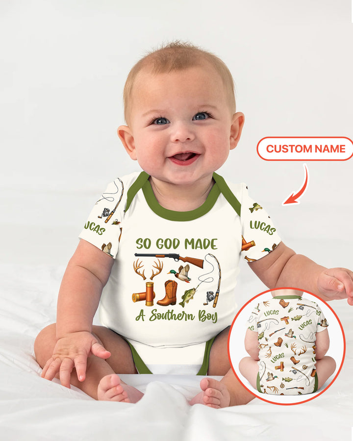 So God Made A Southern Boy Custom Name Bamboo Bodysuit